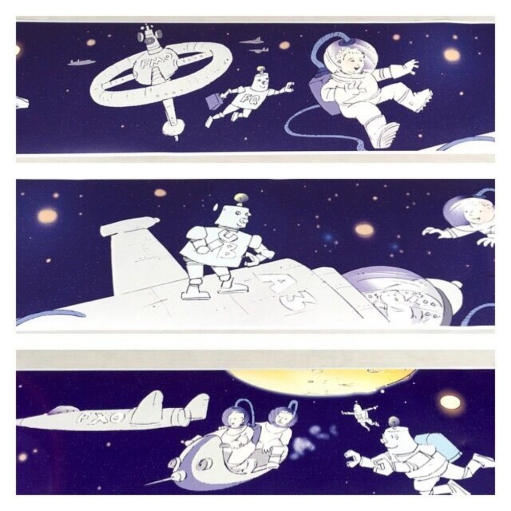 Wallpaper Border Kids Boys Space Astronaut Rocket